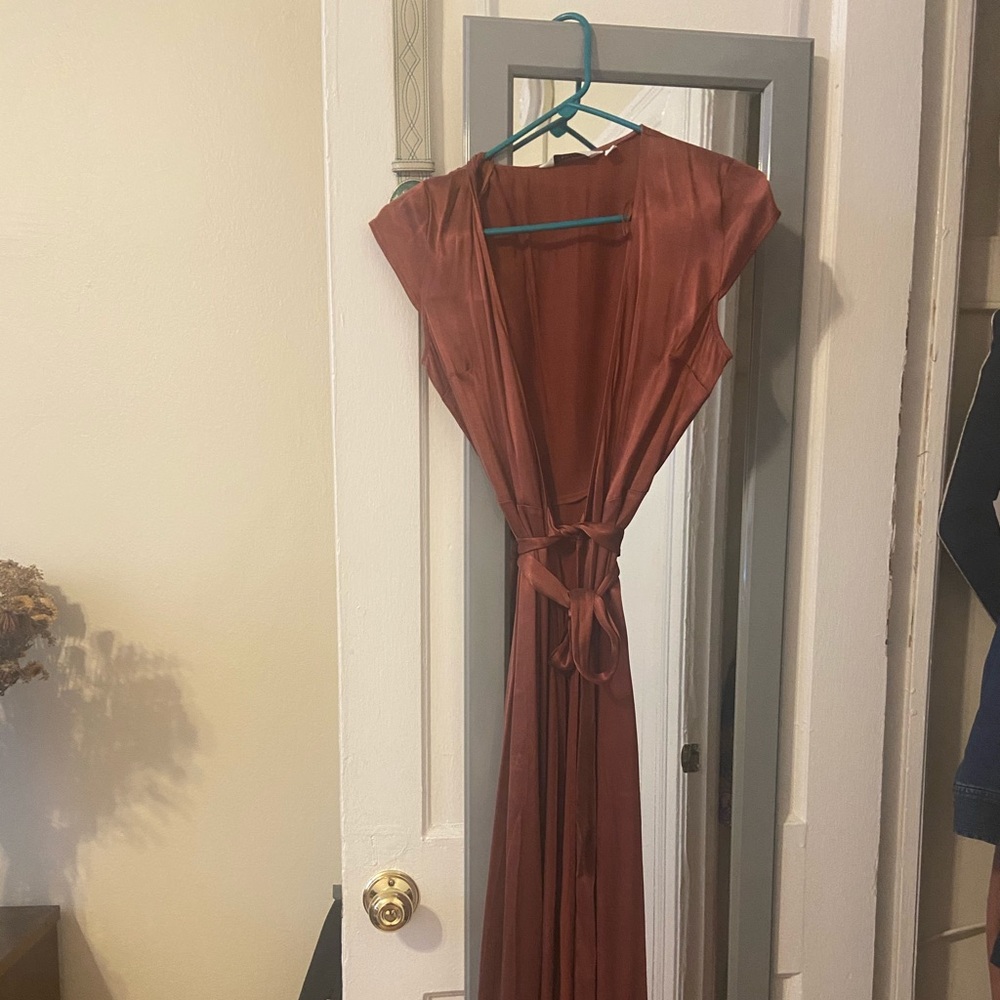 Midi silk wrap dress